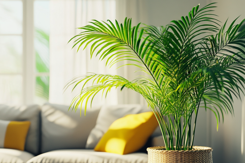 a areca palm in a living room