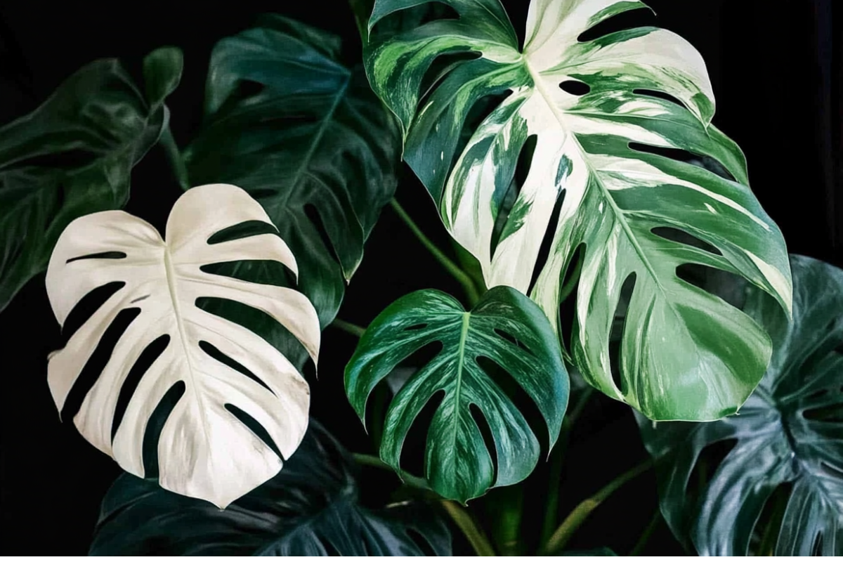 An image of monstera Albo, a kind of variegata plant