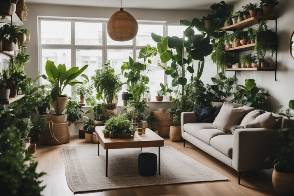 A cozy living room filled with indoor plants, highlighting popular choices among the top 10 indoor plants for home decor.